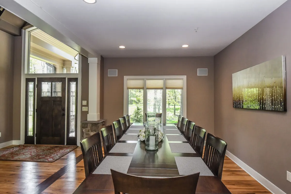 Formal dining room with seating for the whole group