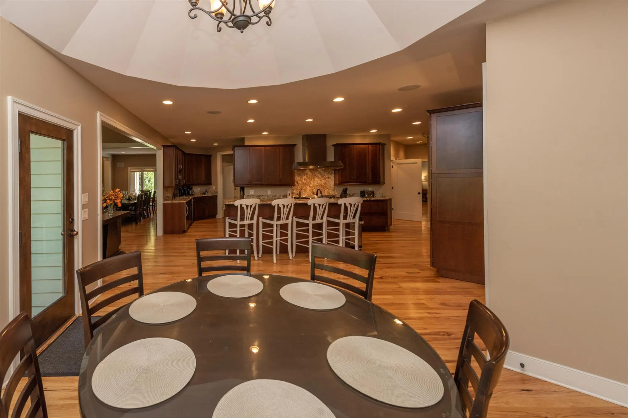 Sunny breakfast nook with casual seating for morning coffee and meals
